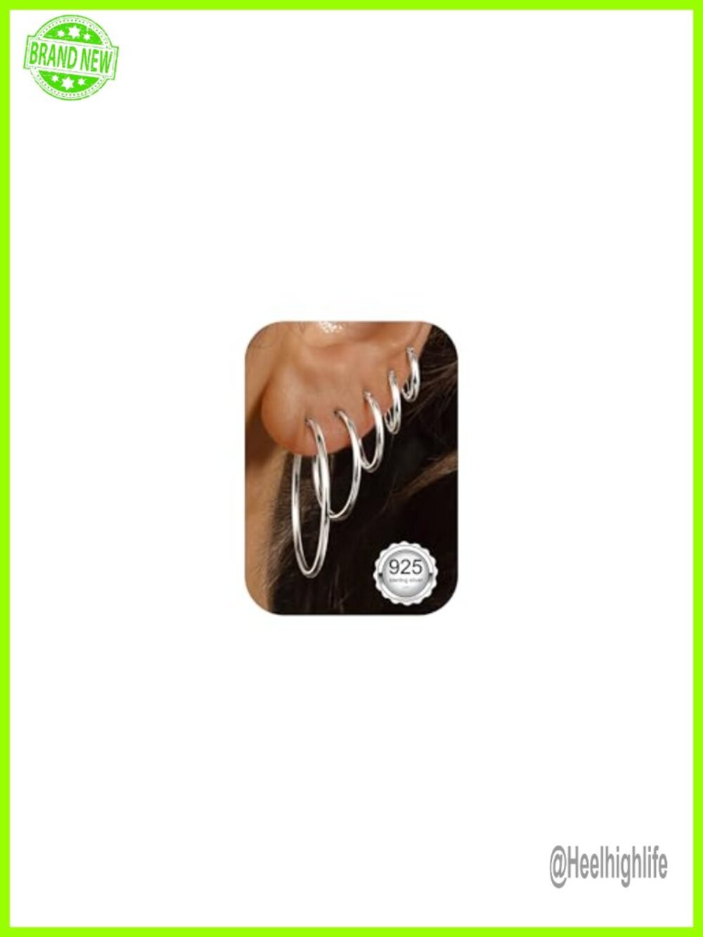 5 Pairs 925 Sterling Silver Hoop Earrings Set for Women Hypoallergenic